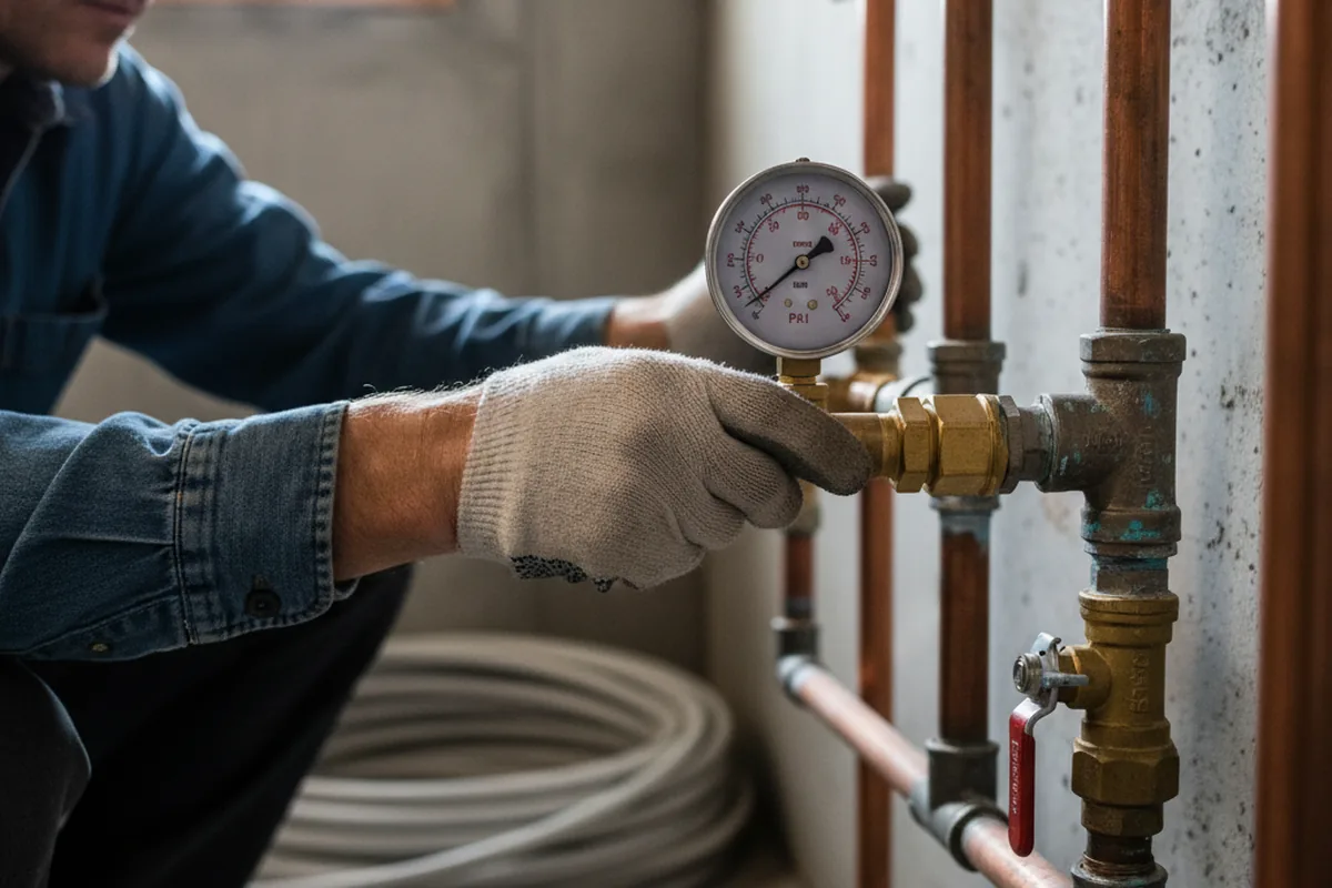 Pressure testing a repaired line during Water Line Repair in Spraggs